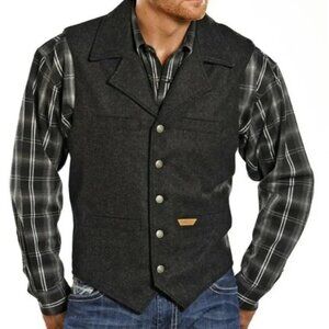 Men's Charcoal Wool Blend Western Vest - Unbranded